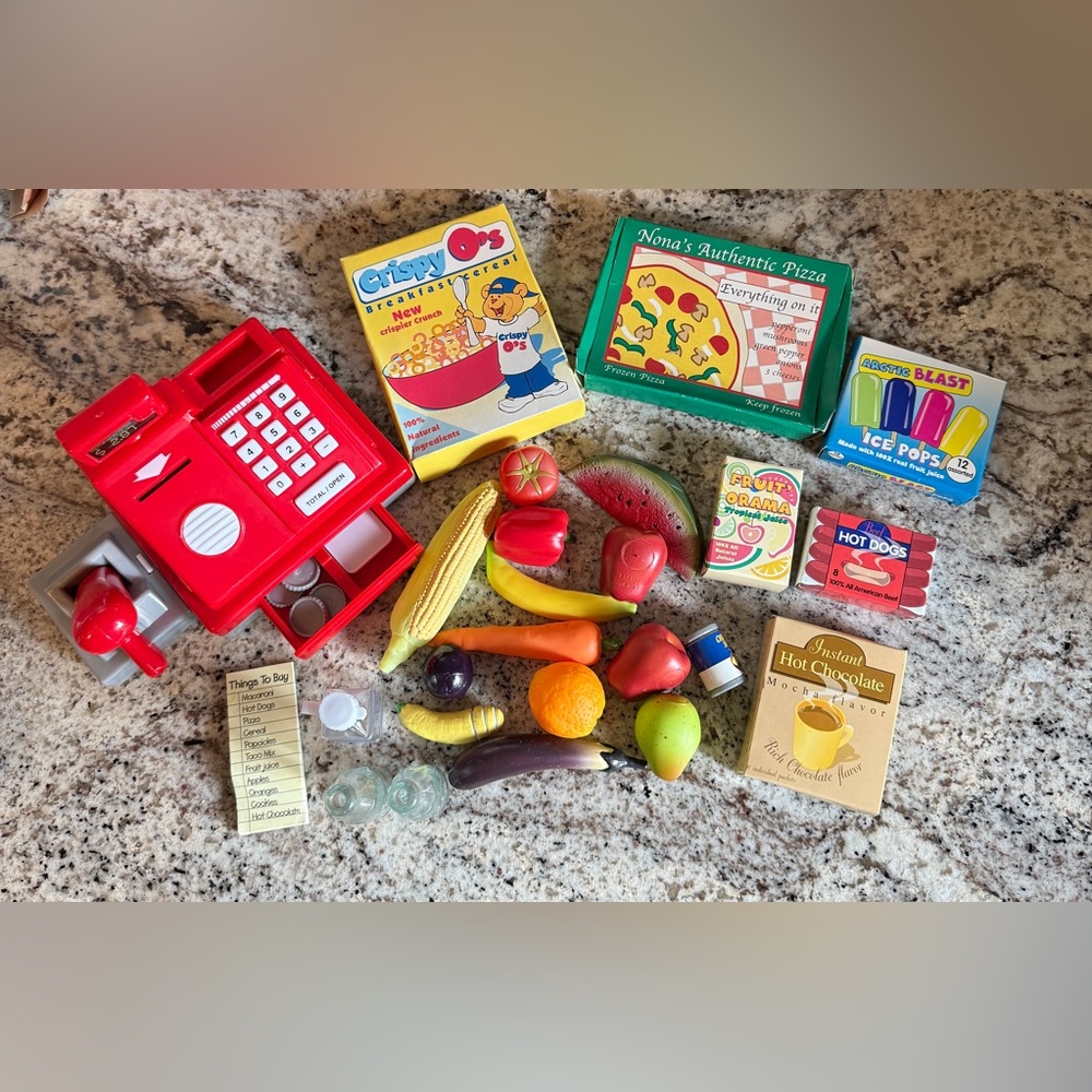 Battat Vintage Toy Food Set with Cash Register Unisex‎ Pretend Play Market